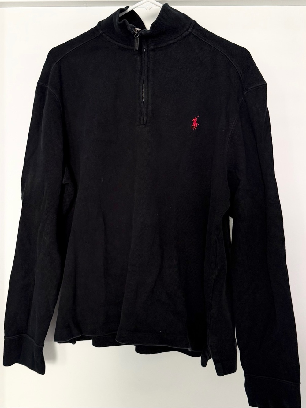Polo by Ralph Lauren Black Quarter-Zip Pullover with Navy Label